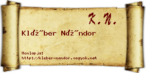 Kléber Nándor névjegykártya